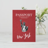Red New York City Passport Save the Date (Stehend Vorderseite)