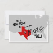 Red New Zuhause in Texas Y'all Moving Ankündigung (Vorderseite)