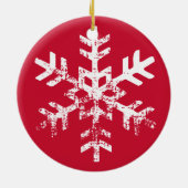 Red Newlywed Snowflake 1 Weihnachten Keramik Ornament (Hinten)