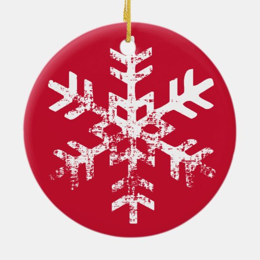 Red Newlywed Snowflake 1 Weihnachten Keramik Ornament (Hinten)