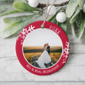Red Newlywed Snowflake 1 Weihnachten Keramik Ornament