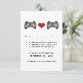 Red Niedlich Gamer Response Card RSVP Karte (Stehend Vorderseite)