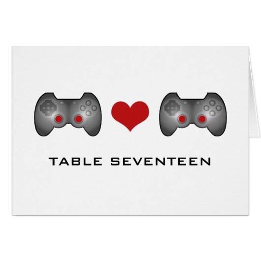 Red Niedlich Gamer Tischnummer Card (Vorderseite (Horizontal))