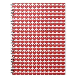 Red Niedlich Hearts Pattern Notebook Notizblock