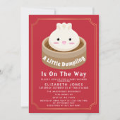 Red Niedlich Little Dumpling Baby Dusche Einladung (Vorderseite)