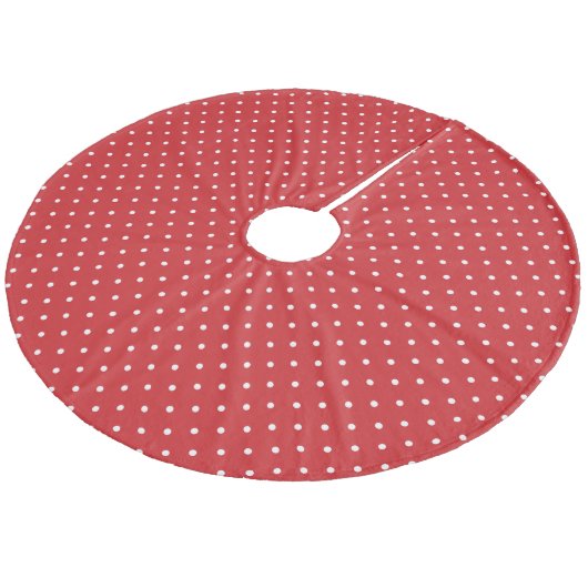 Red Niedlich Polka Dots Fleece Weihnachtsbaumdecke (Schrägansicht)