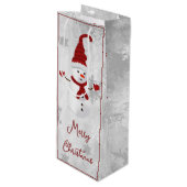 Red Niedlich Snowman Holiday Wine Geschenktasche Geschenktüte Für Weinflaschen (Vorderseite Schrägansicht)