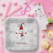 Red Niedlich Snowman Paper Plate Pappteller (Party)