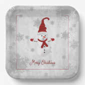 Red Niedlich Snowman Paper Plate Pappteller (Vorderseite)