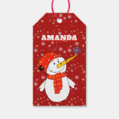 Red Niedlich Snowman Personalisiert Kids Weihnacht Geschenkanhänger (Vorderseite)