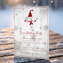 Red Niedlich Snowman Weihnachts-Party Einladung