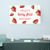 Red Niedlich Strawberry Berry First 1. Baby Birthd Banner (Messeveranstaltung)