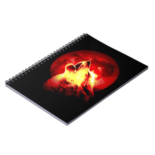 Red Night & Howling Wolf Portrait-Notebook Notizblock (Linke Seite)
