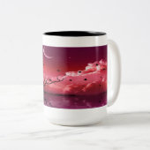 Red Night Sky Reflektionen Landschaftliche Kaffee  Zweifarbige Tasse (VorderseiteRechts)