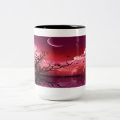 Red Night Sky Reflektionen Landschaftliche Kaffee  Zweifarbige Tasse (Mittel)