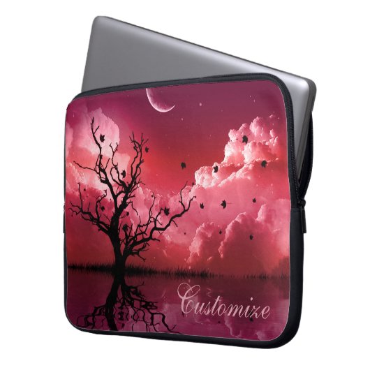 Red Night Sky Reflektionen Landschaftlicher Laptop Laptopschutzhülle (Vorderseite Links)