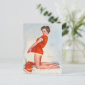 Red Nighty Button Up Postkarte (Stehend Vorderseite)
