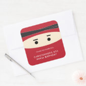Red Ninja Birthday Party Label Quadratischer Aufkleber (Umschlag)