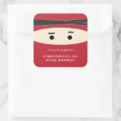 Red Ninja Birthday Party Label Quadratischer Aufkleber (Tasche)