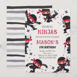 Red Ninja Warrior Martial Arts Geburtstag Einladung