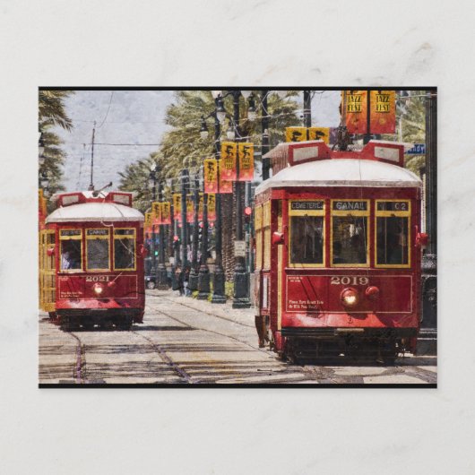 Red NOLA Streetcars Postkarte (Vorderseite)