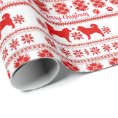 Red Nordic Alaskan Malamute Dog Christmas Geschenkpapier (Rolleneckpunkt)