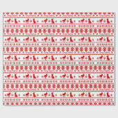 Red Nordic Boston Terrier Dog Christmas Geschenkpapier (Flach)