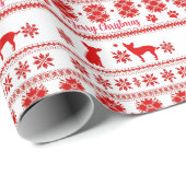 Red Nordic Chihuahua Dog Christmas Geschenkpapier (Rolleneckpunkt)