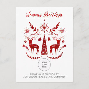 Red Nordic Christmas Company Logo Business Feiertagspostkarte