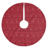 Red Nordic Christmas Pattern Polyester Weihnachtsbaumdecke (Vorderseite)