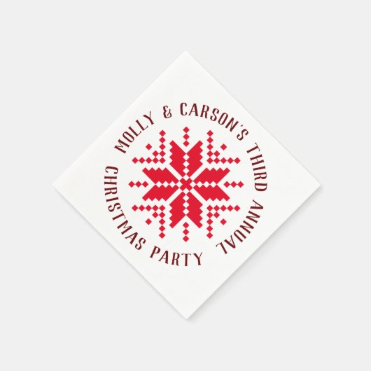 Red Nordic Christmas Sweater Holiday Serviette (Ecke)