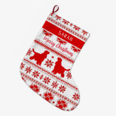 Red Nordic English Cocker Spaniel Dog Christmas Großer Weihnachtsstrumpf (Vorderansicht (hängend))