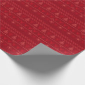 Red Nordic Fair Isle Weihnachtswrapping Paper Geschenkpapier (Ecke)