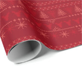 Red Nordic Fair Isle Weihnachtswrapping Paper Geschenkpapier (Rolleneckpunkt)