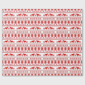 Red Nordic French Bulldog Christmas Geschenkpapier (Flach)