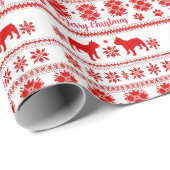 Red Nordic French Bulldog Christmas Geschenkpapier (Rolleneckpunkt)