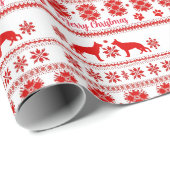Red Nordic German Shepherd Dog Christmas Geschenkpapier (Rolleneckpunkt)