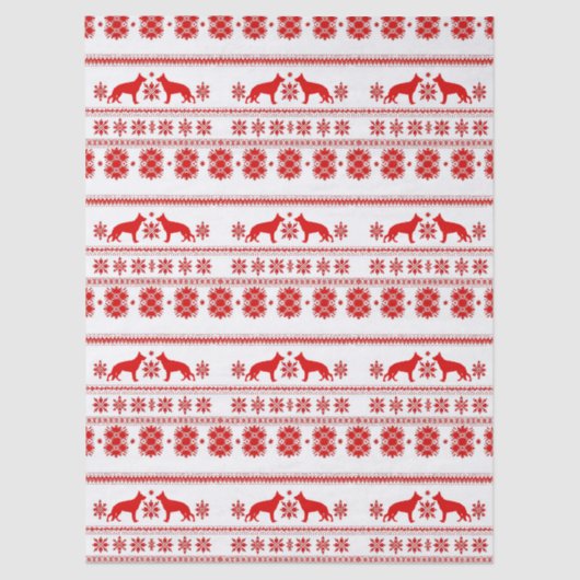 Red Nordic German Shepherd Dog Christmas Seidenpapier (Vorderseite)
