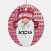 Red Nordic Gnome Personalisiert Keramik Ornament (Links)