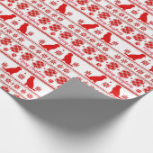 Red Nordic Golden Retriever Dog Christmas Geschenkpapier (Ecke)