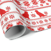 Red Nordic Golden Retriever Dog Christmas Geschenkpapier (Rolleneckpunkt)