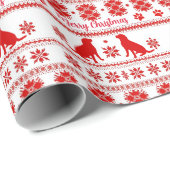 Red Nordic Labrador Retriever Dog Christmas Geschenkpapier (Rolleneckpunkt)