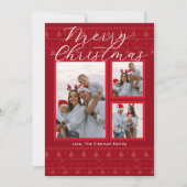 Red Nordic Multi-Foto Frohe Weihnachtskarte Feiertagskarte (Vorderseite)