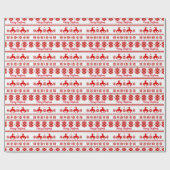 Red Nordic Rodeo Cowboy Christmas Geschenkpapier (Flach)