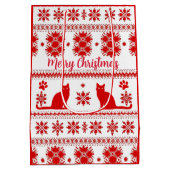 Red Nordic Sitting Cat Christmas Mittlere Geschenktüte (Rückseite)