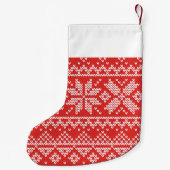 Red Nordic Snowflake Sweater Muster Personalisiert Kleiner Weihnachtsstrumpf (Rückseite)