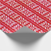 Red Nordic Snowflake Ugge Christmas Sweater Party Geschenkpapier (Ecke)