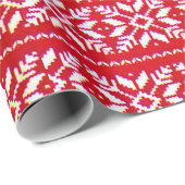 Red Nordic Snowflake Ugge Christmas Sweater Party Geschenkpapier (Rolleneckpunkt)
