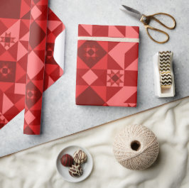 Red Nordic Star Christmas Bright Geschenkpapier