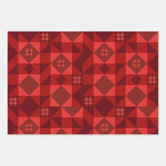 Red Nordic Star Christmas Bright Geschenkpapier Set (Vorderseite 2)